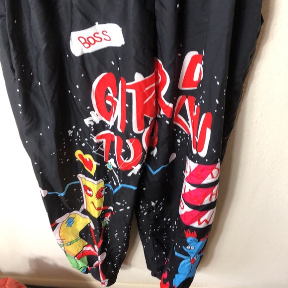 Casual Cartoon Printing Short Sleeves High Waist One-piece Jumpsuits XL - Picture 10 of 11